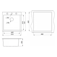 Кухонная мойка 52 см Granula 5102 чёрный - 3 фото