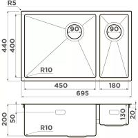 Кухонная мойка 69,5 см Omoikiri Taki 69-2-U/IF-GB-L графит - 2 фото