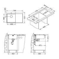 Кухонная мойка 79 см Alveus Pure 40L KMB-90 комбинированная нержавеющая сталь - 3 фото