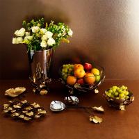 Ваза 16 см Michael Aram Golden Gingko стальная - 5 фото
