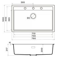 Кухонная мойка 71 см Omoikiri Sintesi 79-GB графит - 2 фото