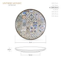 Тарелка закусончая 21 см Wilmax Vintage Mosaic серая - 2 фото