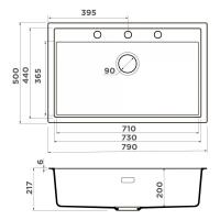 Кухонная мойка 71 см Omoikiri Sintesi 79-WH белая - 2 фото