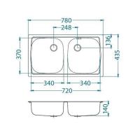 Кухонная мойка 78 см Alveus Basic 160 LEI-60 нержавеющая сталь декор - 2 фото