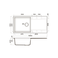 Мойка кухонная 100 см Omoikiri Sakaime 100-BL черная - 2 фото