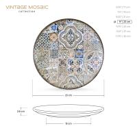 Тарелка обеденная 23 см Wilmax Vintage Mosaic серая - 2 фото