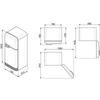 Холодильник двухкамерный 188х80 см Smeg 50's Style FAB50RCRB5 кремовый - 6 фото