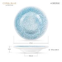 Тарелка суповая 27 см 40 млWilmax Coral Blue голубая - 3 фото