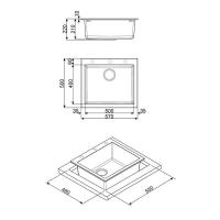 Кухонная мойка 57 см Smeg Quadra VZ57CT цемент - 1 фото