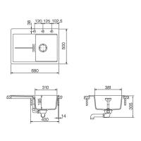 Кухонная мойка 68 см Schock Cristadur Horizont 40DF Small магма - 2 фото