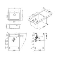 Кухонная мойка 59 см Alveus Granital Atrox 30 Terra - 3 фото