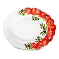 Сервировочное блюдо 22х14 см Edelweiss Томаты и оливки белое - 1 фото