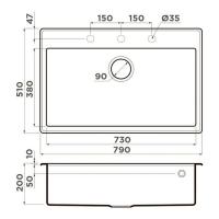 Кухонная мойка 79 см Omoikiri Solidity Tedori 79-BE ваниль - 2 фото