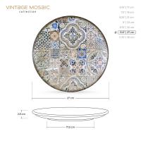 Тарелка обеденная 27 см Wilmax Vintage Mosaic серая - 2 фото