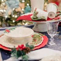 Салатник 24 см Bordallo Pinheiro Christmas Garland белый - 6 фото