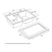 Кухонная мойка кварцевая 81 см Paulmark Zwilling Quarz BL черная - 4 фото