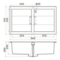 Кухонная мойка 86 см Omoikiri Solidity Banzen 86-2-WH белая - 2 фото