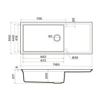 Кухонная мойка 116 см Omoikiri Sintesi 116-CN canyon - 2 фото