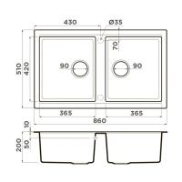 Мойка 86 см Omoikiri Tedori 86-2-BL черный - 5 фото