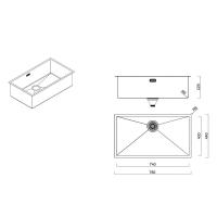 Кухонная мойка 78 см Kantera Cube CRR740 MB микробрашированная сталь - 3 фото