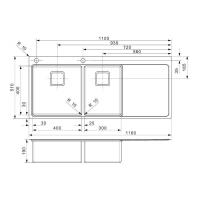 Кухонная мойка 116 см Reginox Elite Nevada L 40x30 Left Brushed OKG брашированная нержавеющая сталь - 3 фото