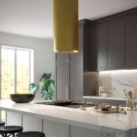 Островная вытяжка 35 см Falmec Design Polar 35 Gold матовое античное золото - 4 фото