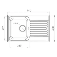 Кухонная мойка 74 см Lex Geneva 740 Space Gray серая - 2 фото