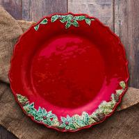 Тарелка закусочная 22х2,2 см Bordallo Pinheiro Christmas Garland красная - 3 фото
