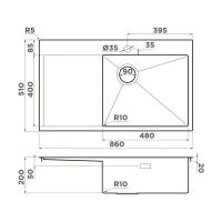 Кухонная мойка 86 см Omoikiri Akisame 86 SIDE-IN-L - 6 фото