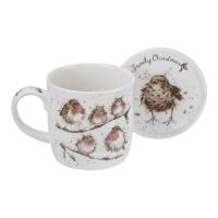 Кружка с подставкой Семейное рождество Птицы 310 мл Royal Worcester Забавная фауна - 3 фото