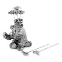 Набор шпажек с подставкой Медведь Vagabond House Woodland Creatures 7 пр оловянный - 1 фото