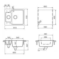 Кухонная мойка 61 см Schock Cristalite Cambridge 60 эверест - 2 фото