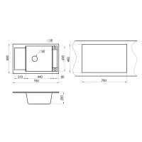 Кухонная мойка 50 см Granula 7806 чёрный - 3 фото