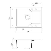 Кухонная мойка 65 см Omoikiri Solidity Yonaka 65-BL черная - 5 фото