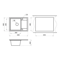 Кухонная мойка 50 см Granula Гибрид HI-65 чёрный-арктик - 3 фото