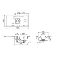 Кухонная мойка 100 см Schock Cristadur Waterfall 60DF аворио - 2 фото