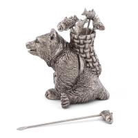 Набор шпажек с подставкой Медведь Vagabond House Woodland Creatures 7 пр оловянный - 5 фото