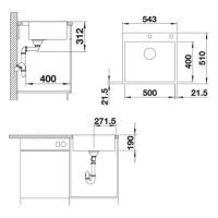 Кухонная мойка 54,3 см Blanco Subline 500-IF/A SteelFrame антрацит - 1 фото