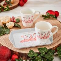 Набор кружек с подносом Pimpernel Забавная фауна 3 пр белый - 6 фото