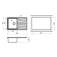 Кухонная мойка 50 см Granula 8601 базальт - 3 фото