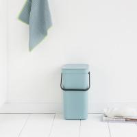 Ведро для мусора 12л Brabantia SORT&GO мятный - 7 фото