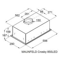 Встраиваемая вытяжка 60 см Maunfeld Crosby 850 LED черная - 11 фото