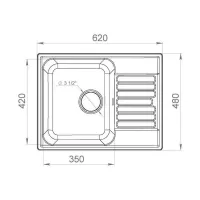 Кухонная мойка 62 см Lex Garda 620 Sand бежевая - 2 фото