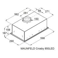 Встраиваемая вытяжка 60 см Maunfeld Crosby 850 LED стальная - 11 фото