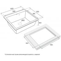 Кухонная мойка 60х52 см Paulmark Kante 60 IT-GRANIT PM106052-AN антрацит - 5 фото