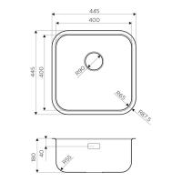 Кухонная мойка 44,5 см Omoikiri Traditions Omi 44-U/IF-IN Quadro нержавеющая сталь - 2 фото