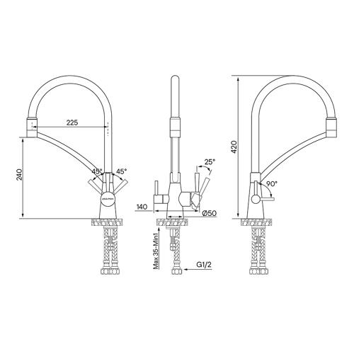 Смеситель 23,5 см Paulmark Siegen Metallum CRw хром - 7 фото