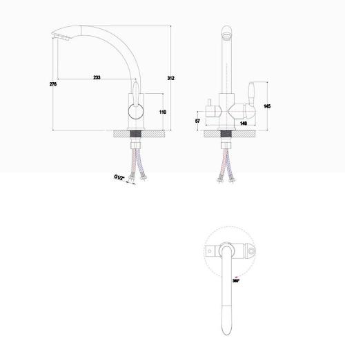 Смеситель 27,6 см Paulmark Essen Basis 431 белый - 3 фото