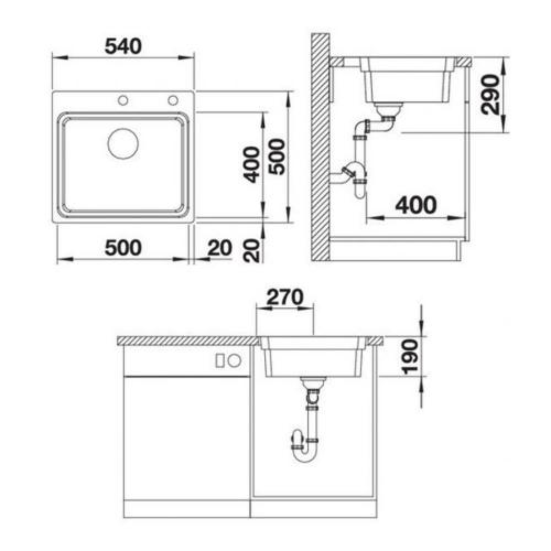 Кухонная мойка 54 см Blanco Etagon 500-IF/A нержавеющая сталь с зеркальной полировкой