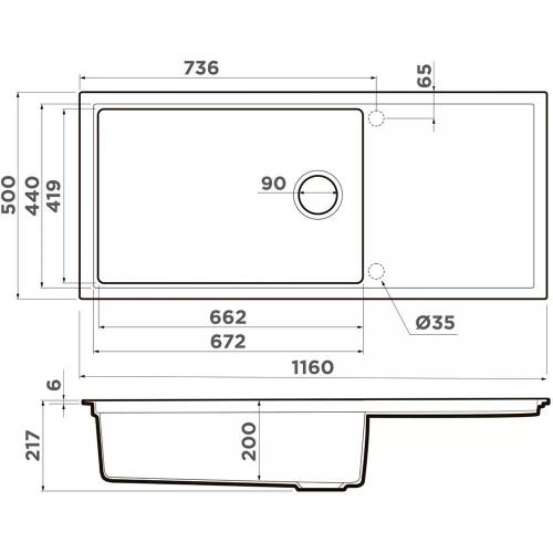 Кухонная мойка 116 см Omoikiri Sintesi 116-GR leningrad grey - 2 фото